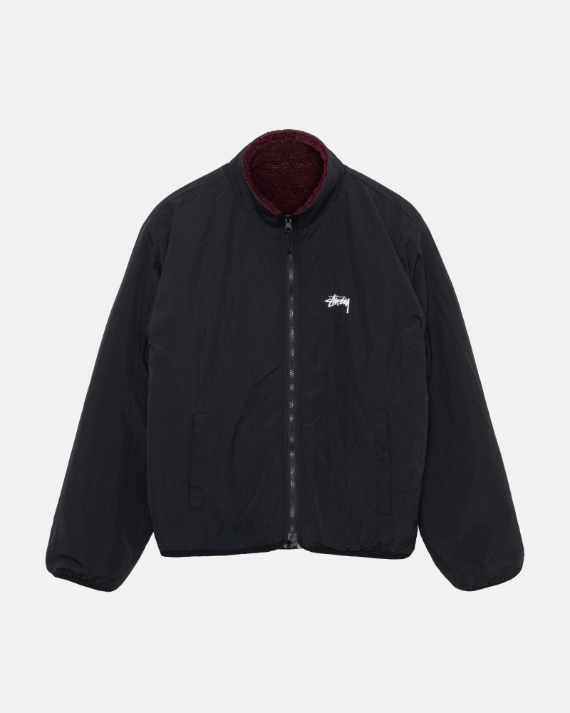 Burgundy Stüssy Sherpa Reversible Jacket | UASV6-0178