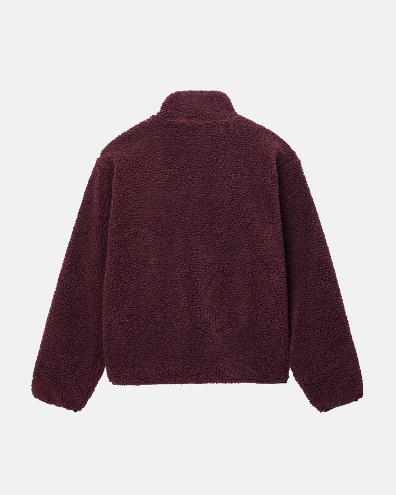 Burgundy Stüssy Sherpa Reversible Jacket | UASV6-0178