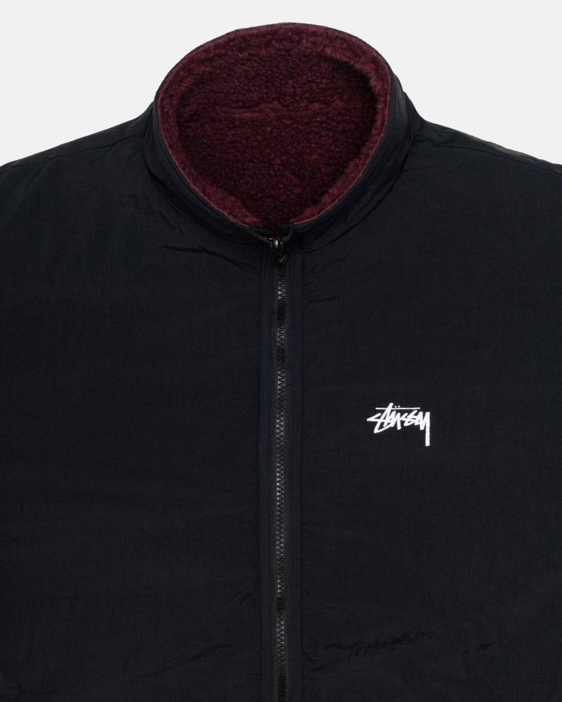 Burgundy Stüssy Sherpa Reversible Jacket | UASV6-0178