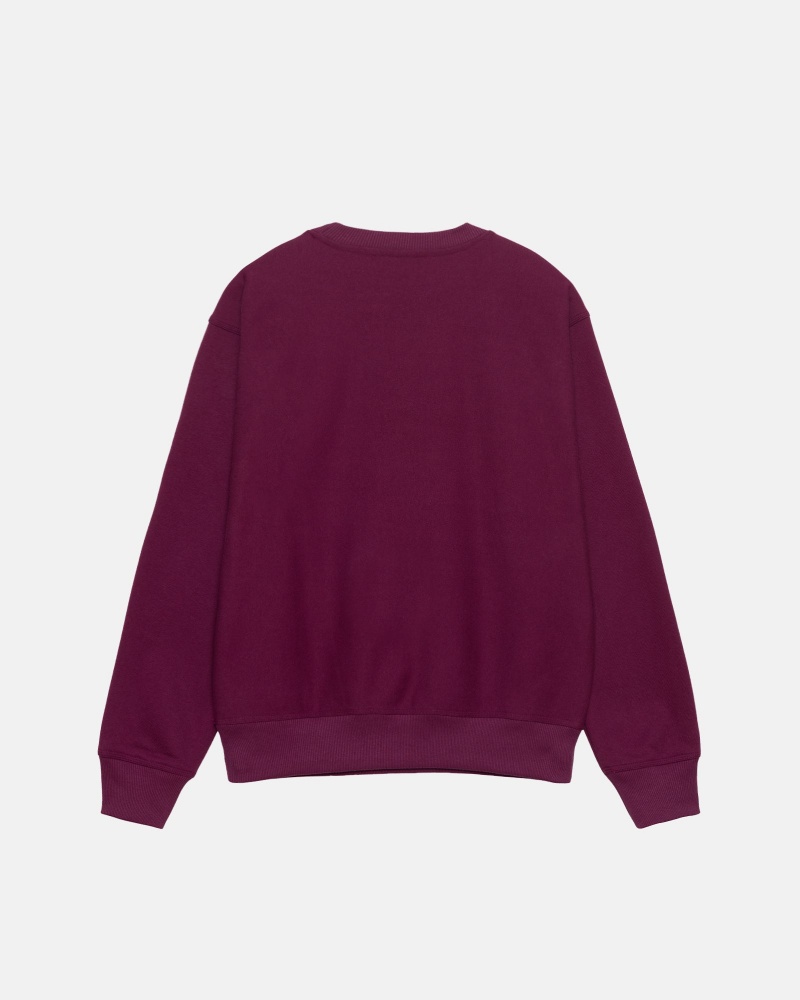 Burgundy Stüssy Stock Logo Crew | LIRW0-1863