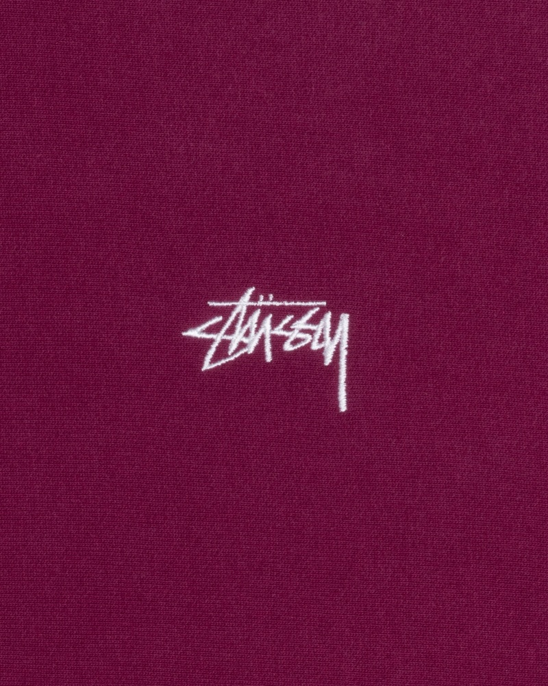 Burgundy Stüssy Stock Logo Crew | LIRW0-1863