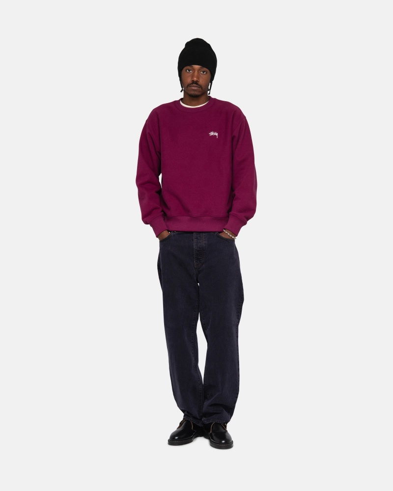 Burgundy Stüssy Stock Logo Crew | LIRW0-1863