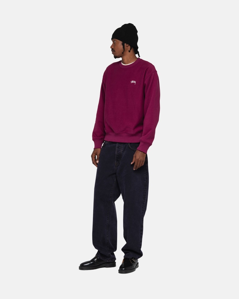 Burgundy Stüssy Stock Logo Crew | LIRW0-1863