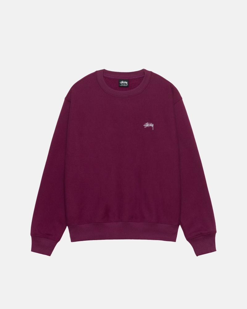 Burgundy Stüssy Stock Logo Crew | LIRW0-1863