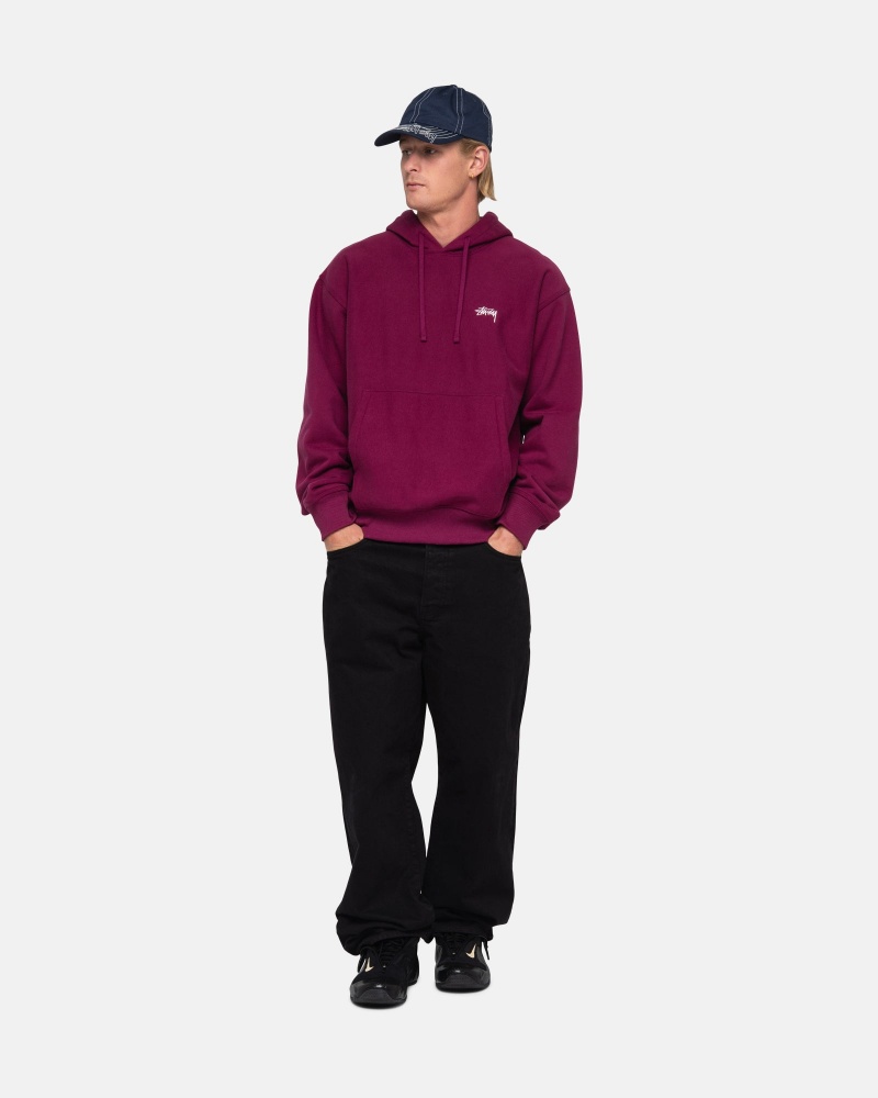 Burgundy Stüssy Stock Logo Hoodie | TNDM3-9241