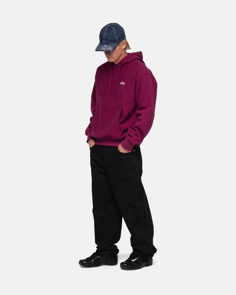 Burgundy Stüssy Stock Logo Hoodie | TNDM3-9241