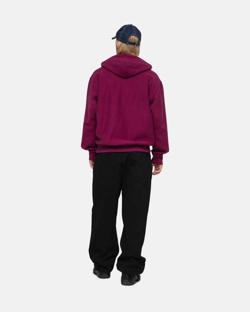 Burgundy Stüssy Stock Logo Hoodie | TNDM3-9241