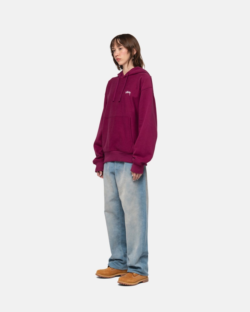 Burgundy Stüssy Stock Logo Hoodie | TNDM3-9241