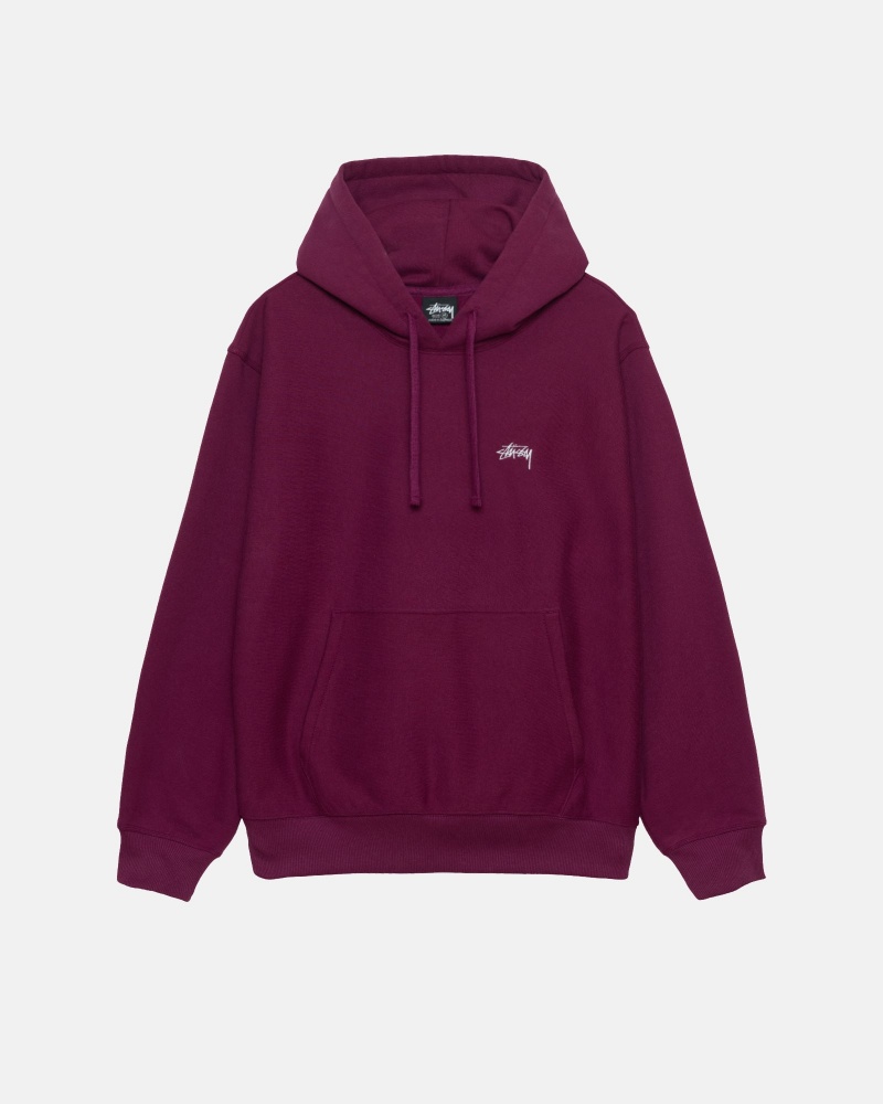 Burgundy Stüssy Stock Logo Hoodie | TNDM3-9241