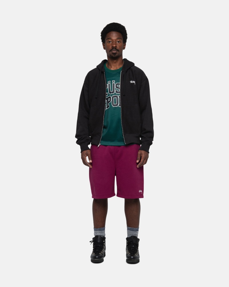 Burgundy Stüssy Stock Logo Sweatshort | SAZG8-7951