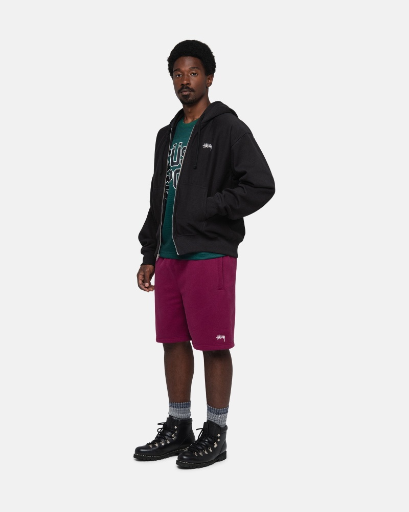 Burgundy Stüssy Stock Logo Sweatshort | SAZG8-7951