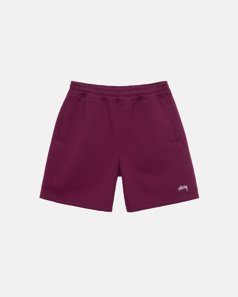 Burgundy Stüssy Stock Logo Sweatshort | SAZG8-7951