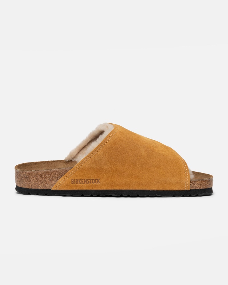 Caramel Stüssy & Birkenstock Solana Shearling Slide | IAUV6-7302