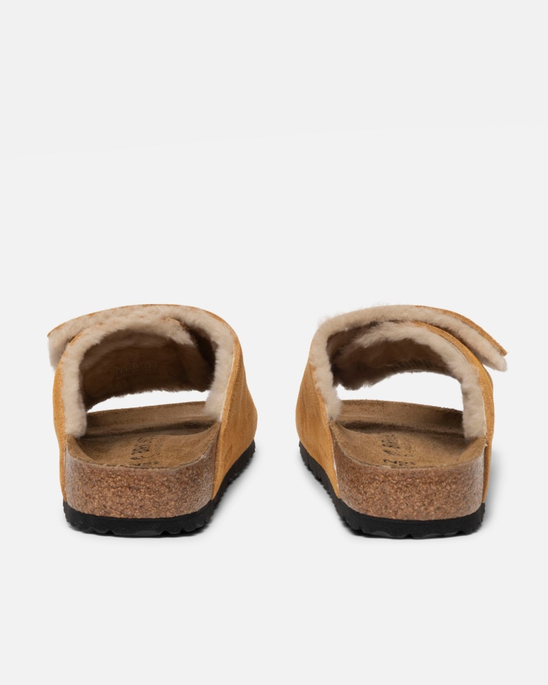 Caramel Stüssy & Birkenstock Solana Shearling Slide | IAUV6-7302