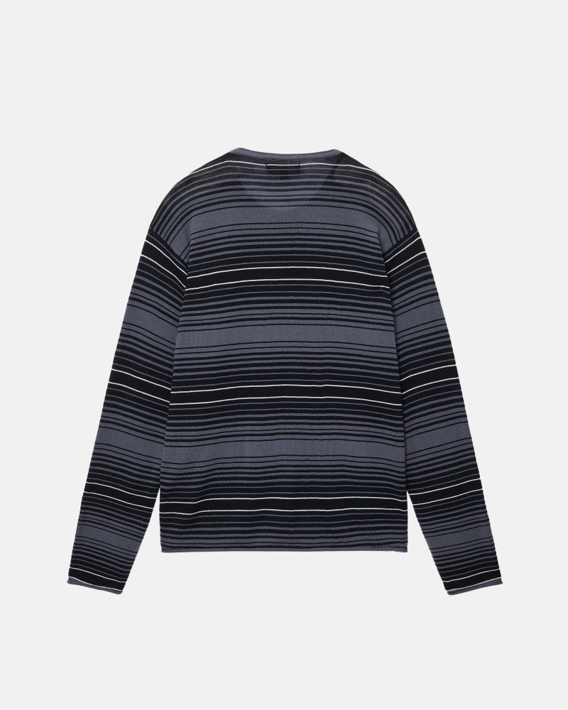 Charcoal Stüssy Horizontal Stripe Sweater | BIHL6-5703