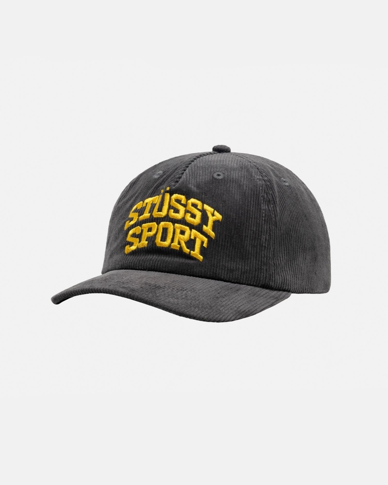 Charcoal Stüssy Mid-Depth Sport Arch Strapback | FLPQ-78036