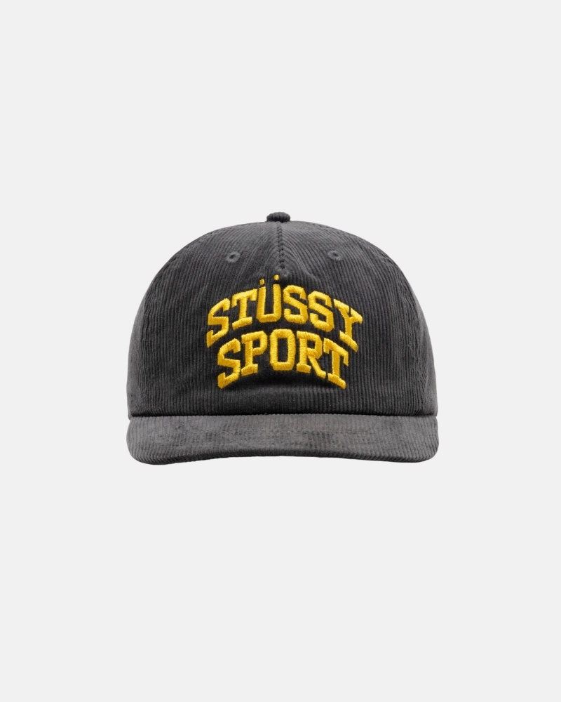 Charcoal Stüssy Mid-Depth Sport Arch Strapback | FLPQ-78036