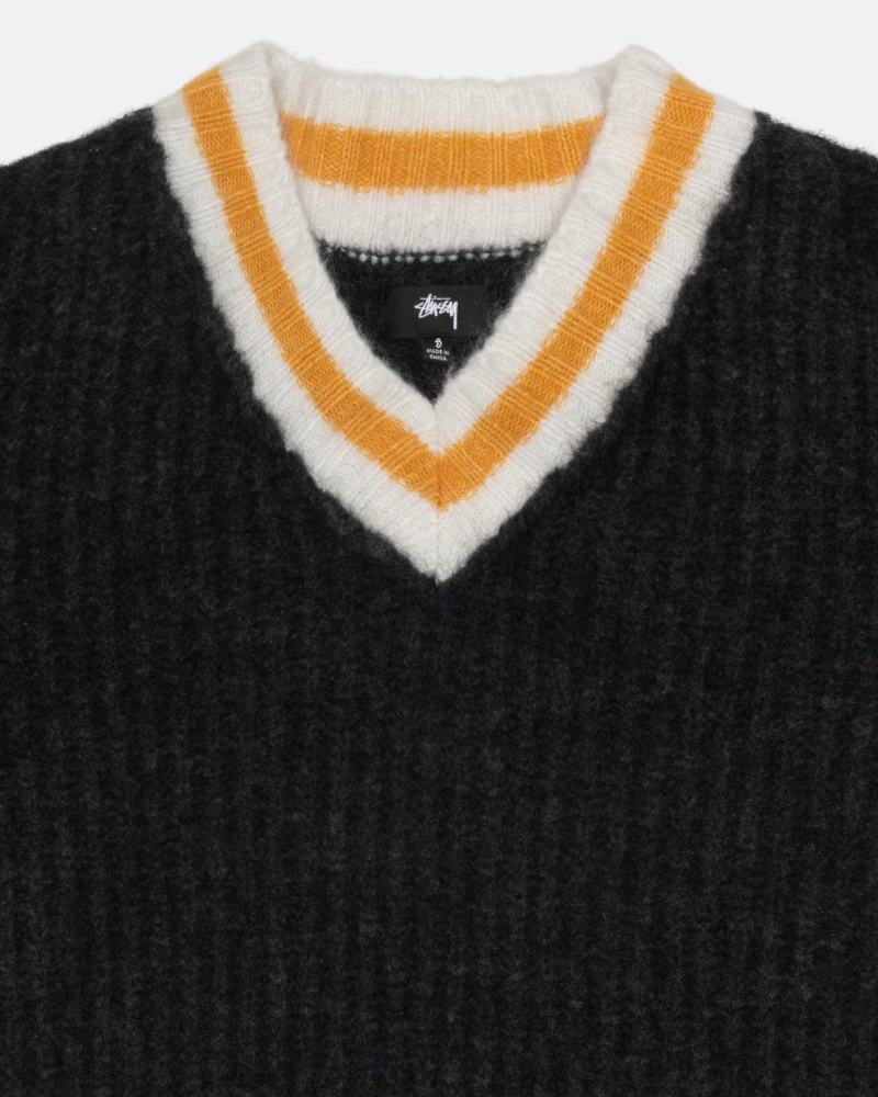 Charcoal Stüssy Mohair Tennis Sweater | RGNI-09675