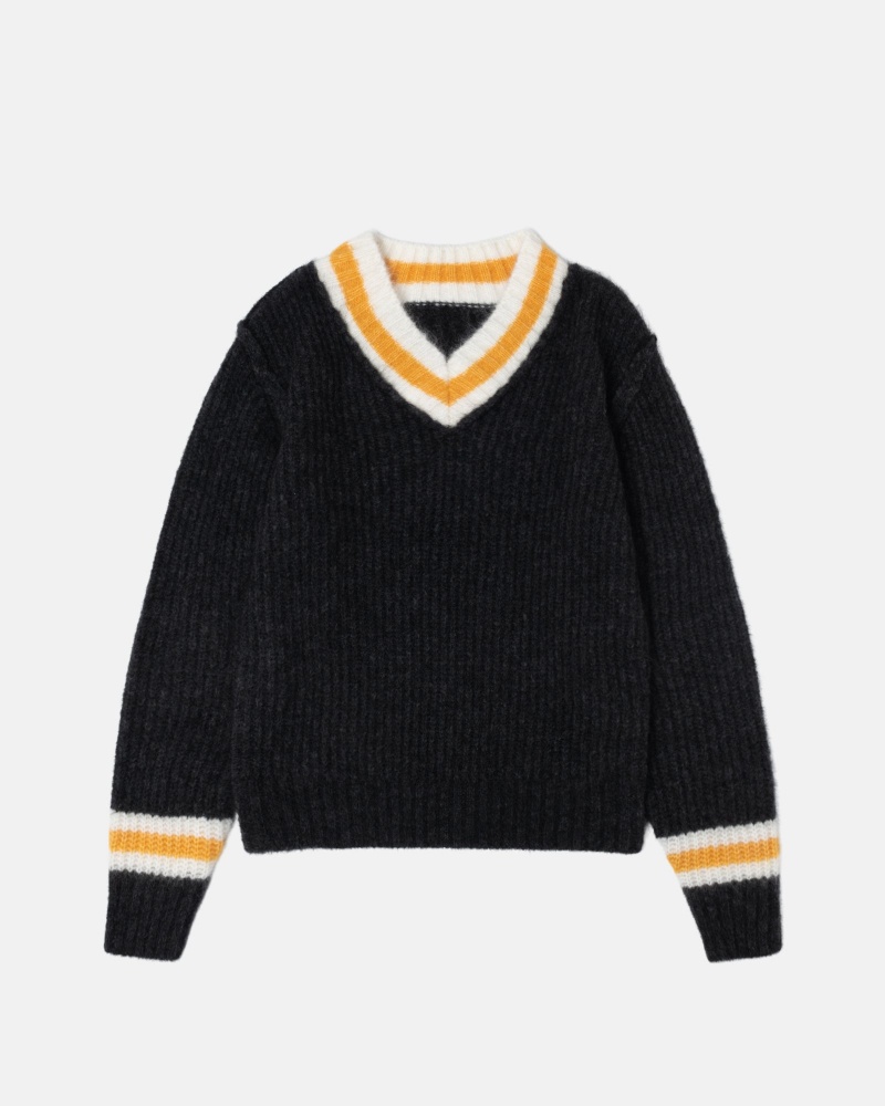 Charcoal Stüssy Mohair Tennis Sweater | RGNI-09675