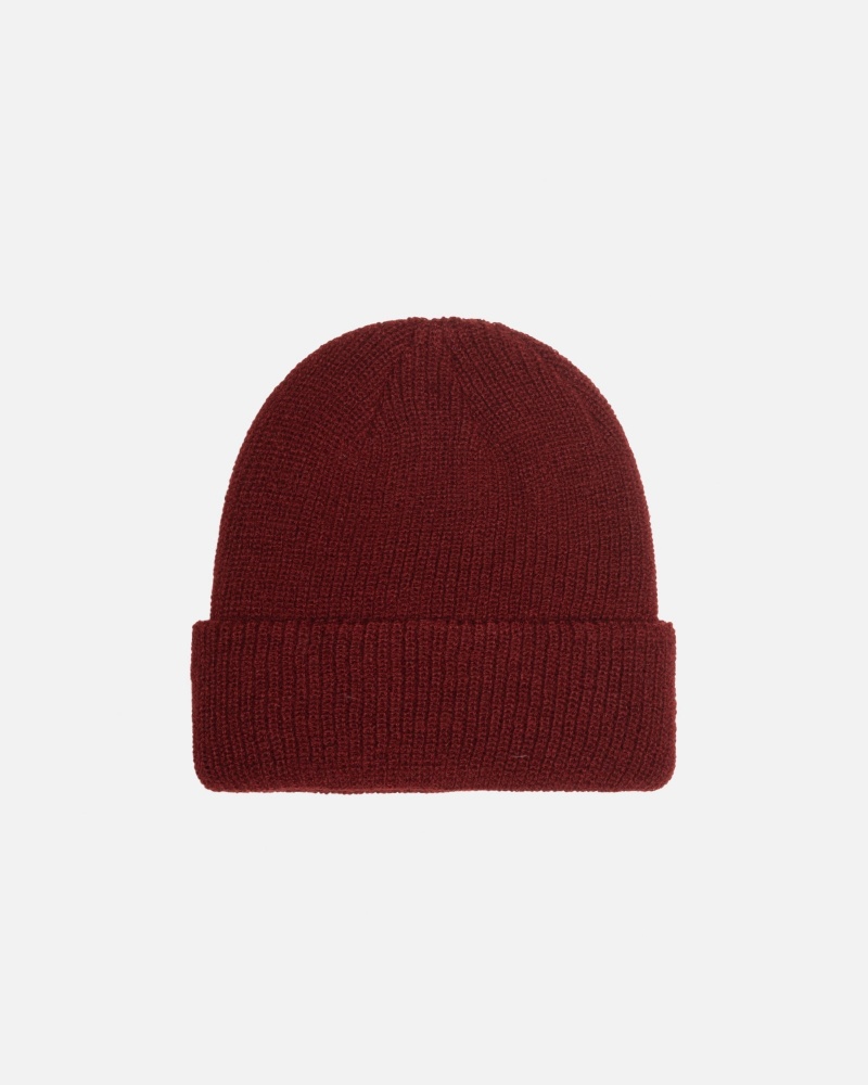 Dark Red Stüssy Cuff Beanie Basic | DJVQ3-7251