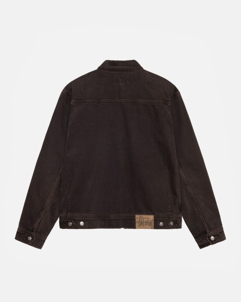 Espresso Stüssy Zip Work Jacket Denim | TLWV-36481