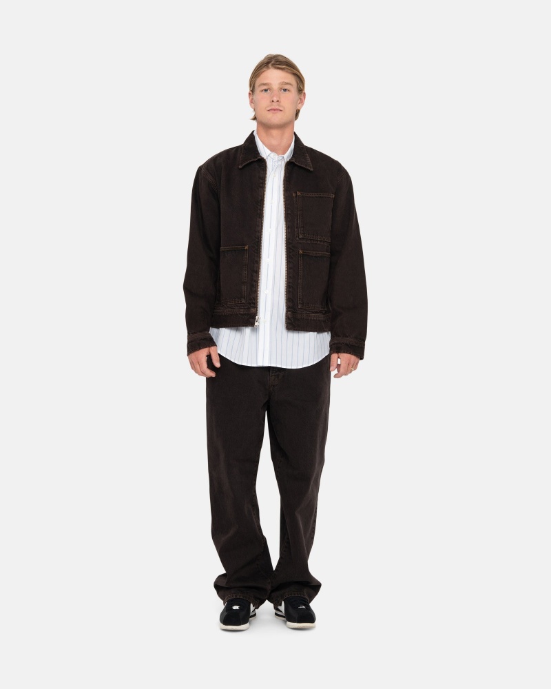 Espresso Stüssy Zip Work Jacket Denim | TLWV-36481