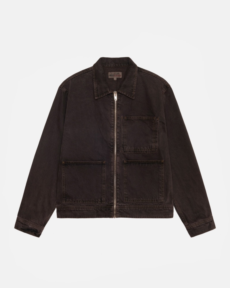 Espresso Stüssy Zip Work Jacket Denim | TLWV-36481