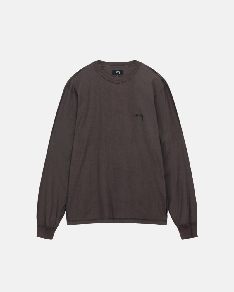 Faded Black Stüssy Lazy LS Tee | PJNG-10267