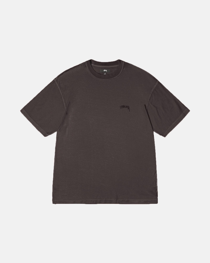 Faded Black Stüssy Lazy Tee | UWAH5-9860