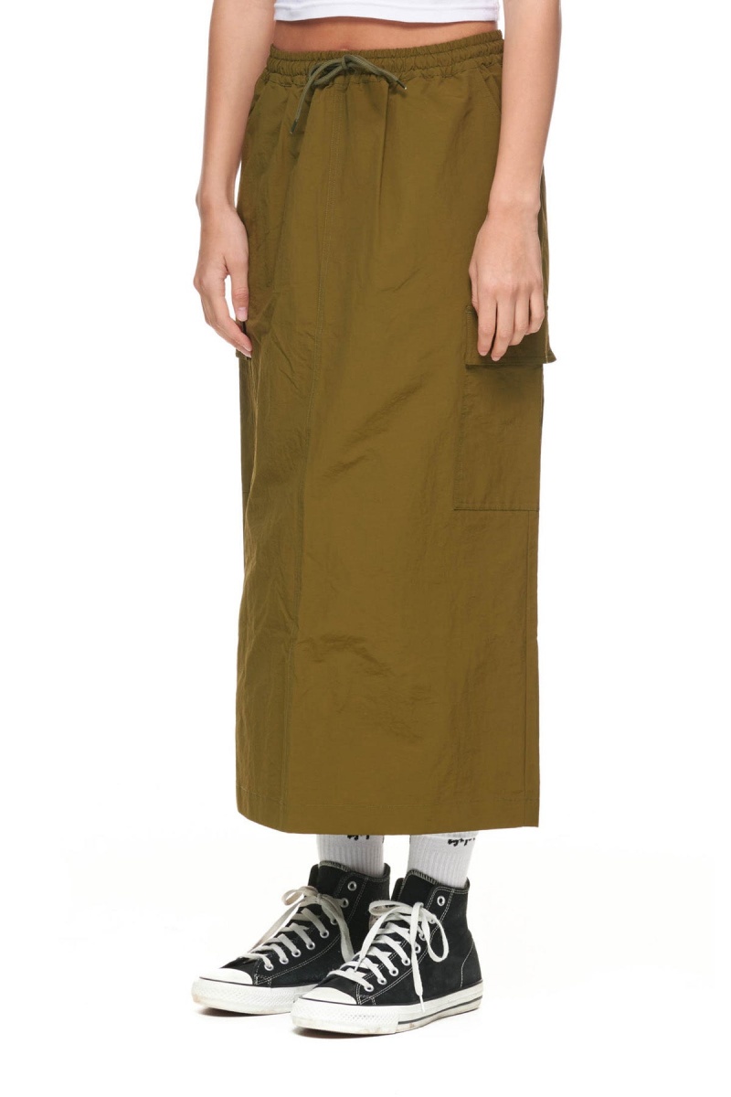 Flight Green Stüssy Nylon Cargo Midi Skirt | UZGPMS-458