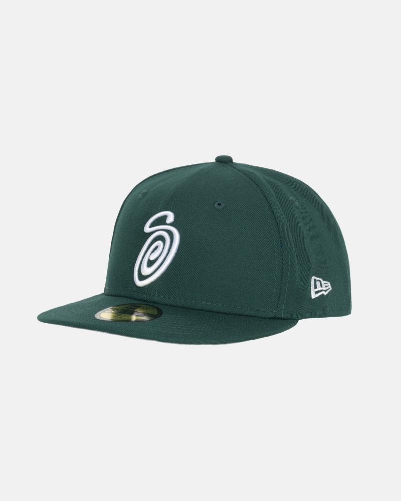 Forest Green Stüssy New Era 59Fifty Curly S | PCDH4-1265