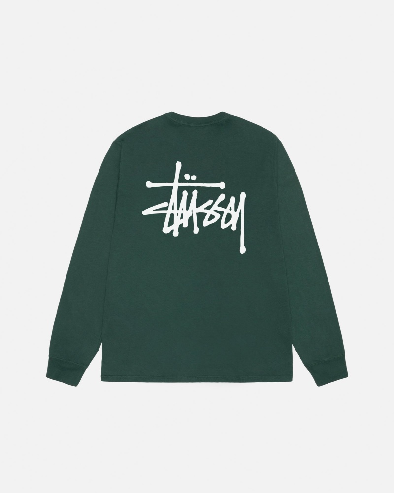 Forest Stüssy Basic Stussy LS Tee Pigment Dyed | KALI6-9174