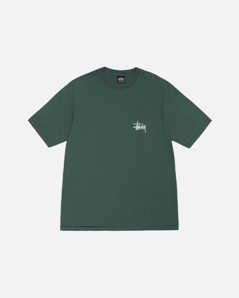 Forest Stüssy Basic Stussy Tee Pigment Dyed | XRYN-53048