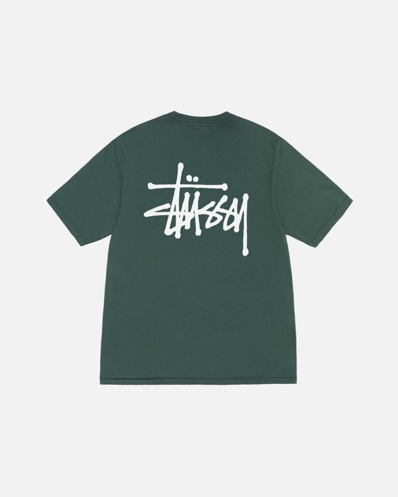 Forest Stüssy Basic Stussy Tee Pigment Dyed | XRYN-53048