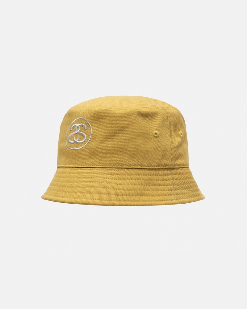 Gold Stüssy Deep Bucket Hat SS Link | CSZD7-3592