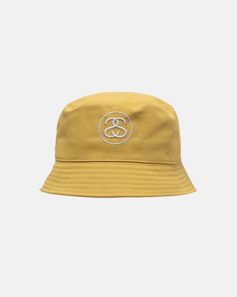 Gold Stüssy Deep Bucket Hat SS Link | CSZD7-3592