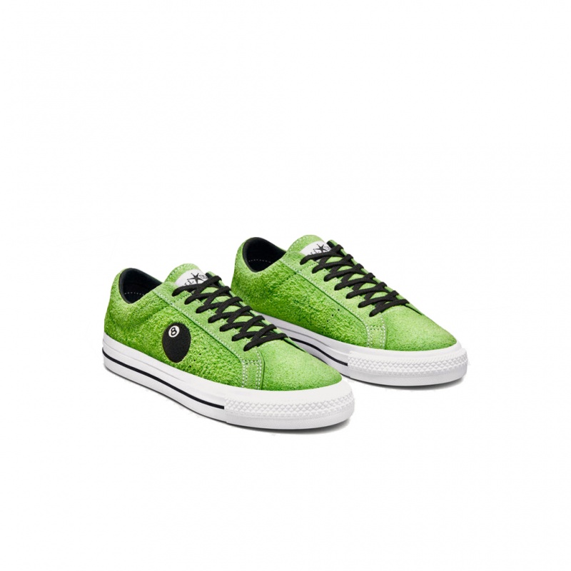 Green Flash / White / Black Stüssy x Converse - One Star Pro 8-Ball Low Top Trainers A03712C | A03712C