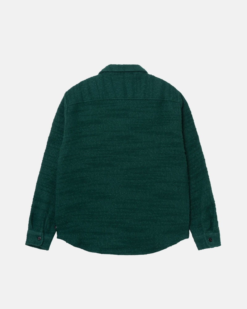 Green Stüssy Boucle Wool Cpo Shirt | EHGZ3-1957