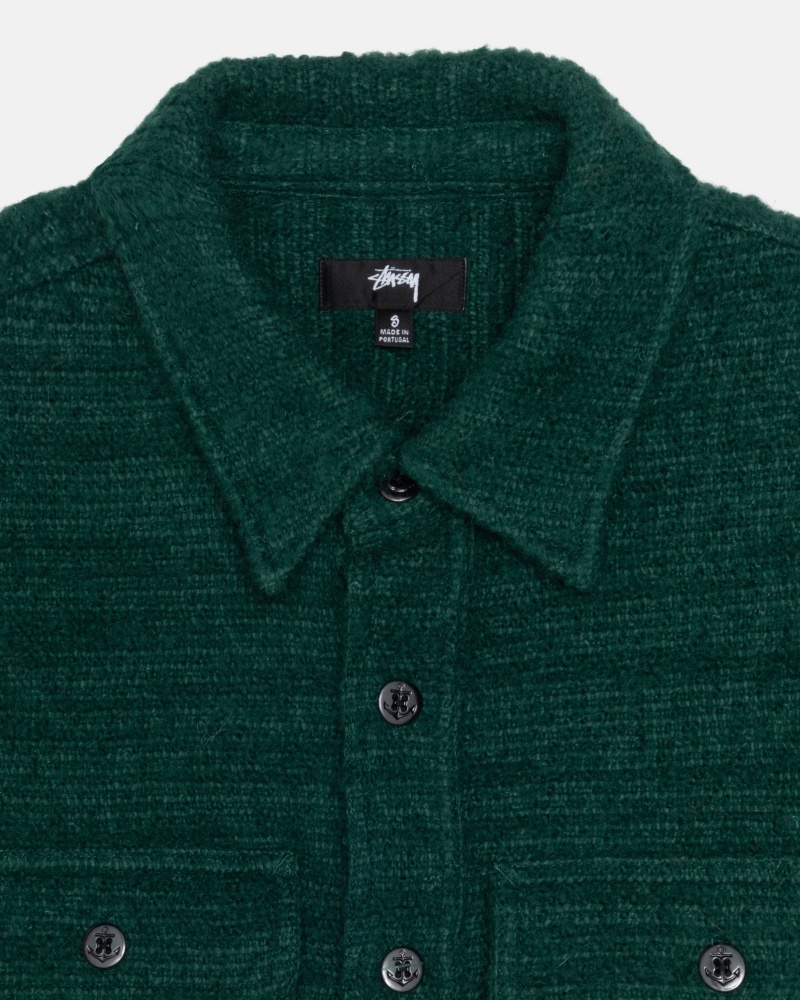 Green Stüssy Boucle Wool Cpo Shirt | EHGZ3-1957