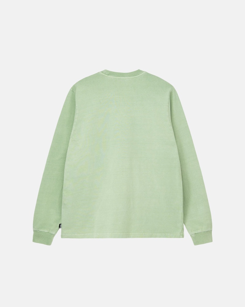 Green Stüssy Heavyweight Pigment Dyed Ls Crew | GJNE-23970