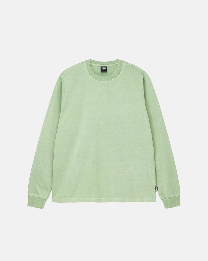 Green Stüssy Heavyweight Pigment Dyed Ls Crew | GJNE-23970