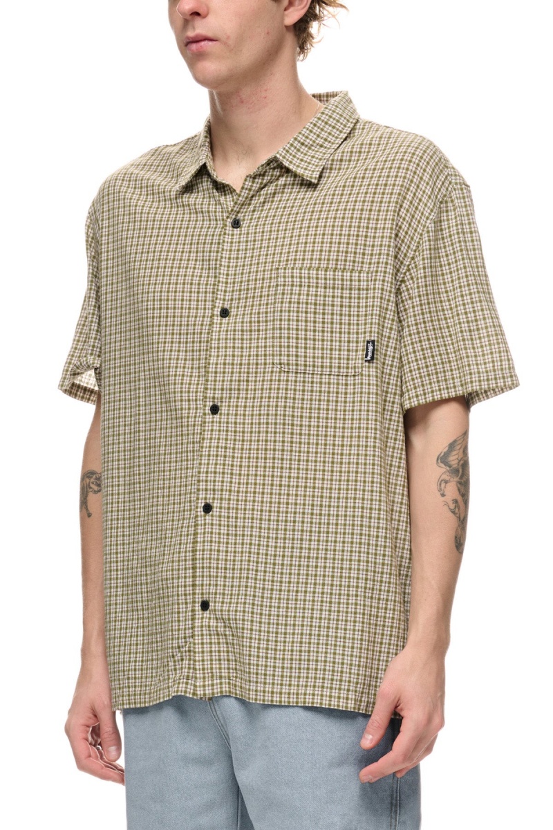 Green Stüssy Kemp Check Ss Shirt | HTKSOY-920