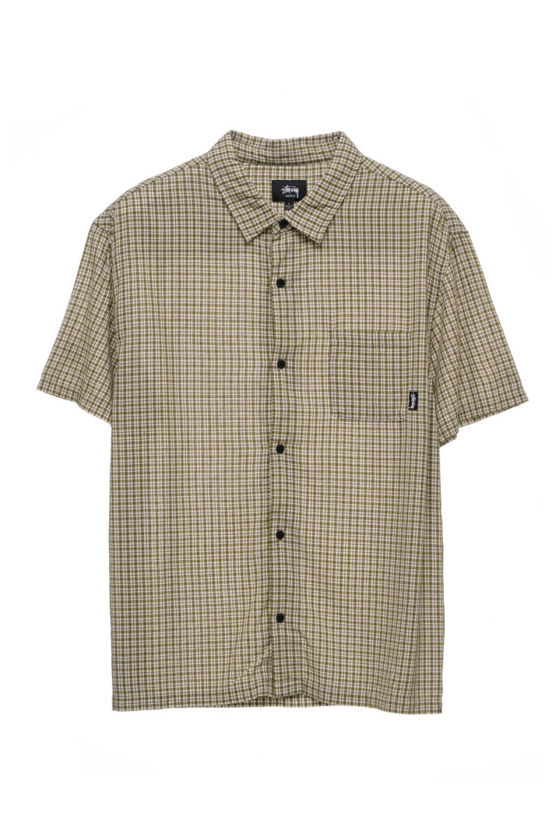 Green Stüssy Kemp Check Ss Shirt | HTKSOY-920