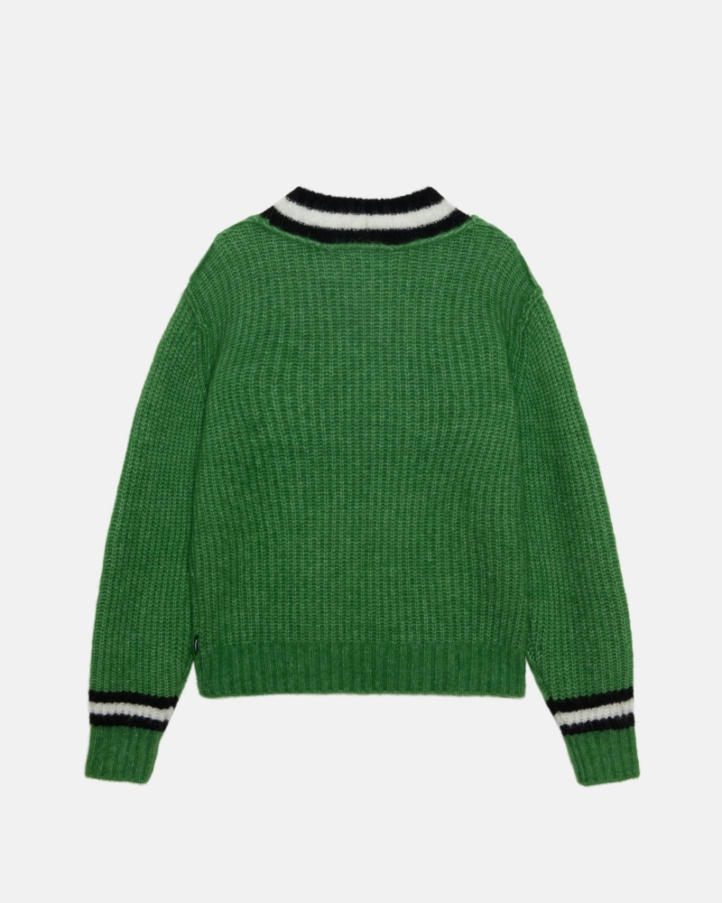 Green Stüssy Mohair Tennis Sweater | YUIG-10983