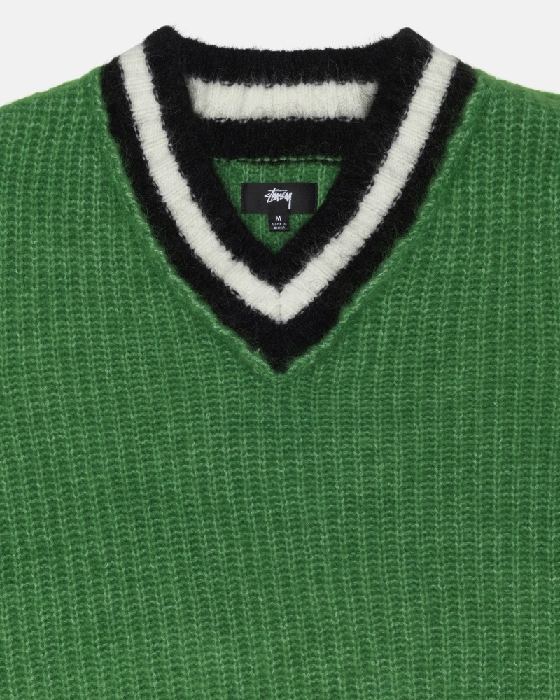 Green Stüssy Mohair Tennis Sweater | YUIG-10983