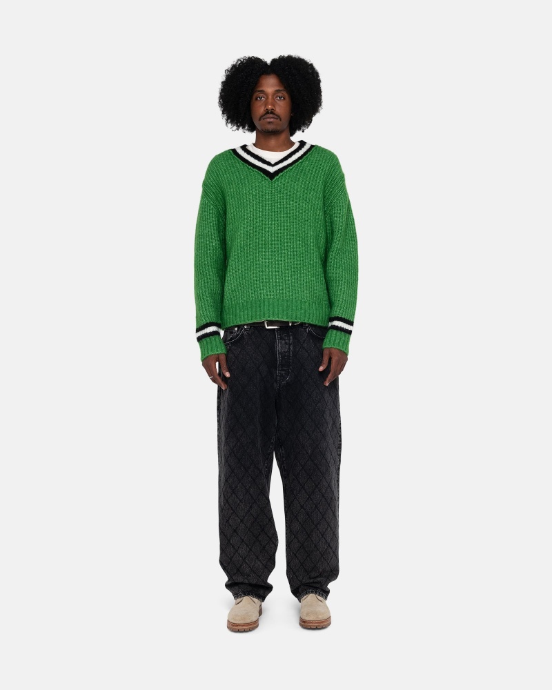 Green Stüssy Mohair Tennis Sweater | YUIG-10983