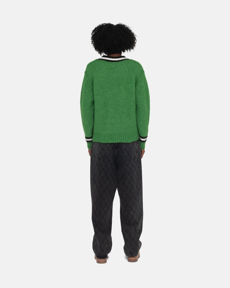 Green Stüssy Mohair Tennis Sweater | YUIG-10983