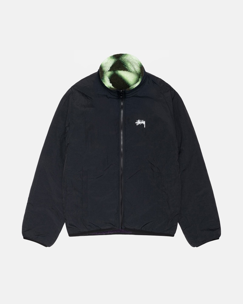 Green Stüssy Sherpa Reversible Jacket | FSTY9-7321