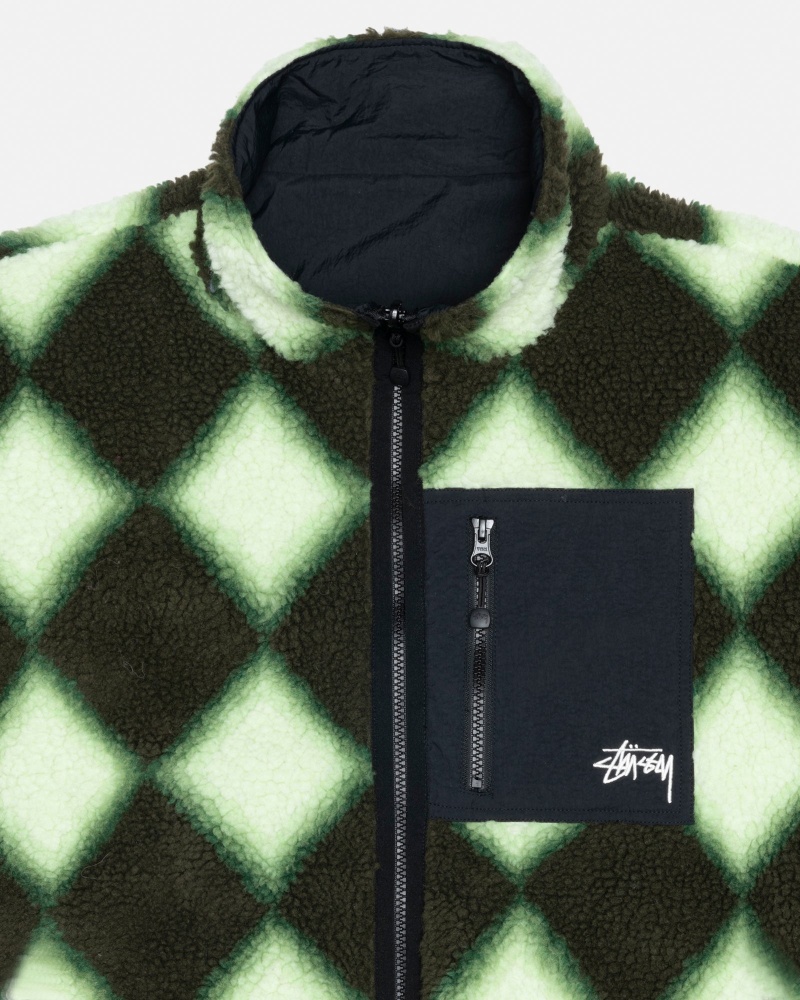 Green Stüssy Sherpa Reversible Jacket | FSTY9-7321