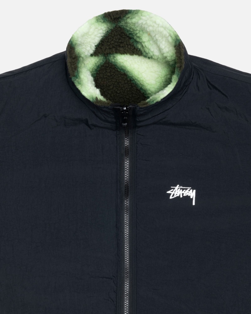 Green Stüssy Sherpa Reversible Jacket | FSTY9-7321